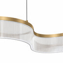 Pendente LED Atenas Ondas Dourado 53W 3200K 151cm em Acrílico Moderno ST3353