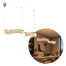 Pendente LED Atenas Ondas Dourado 53W 3200K 151cm em Acrílico Moderno ST3353