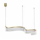 Pendente LED Atenas Ondas Dourado 53W 3200K 151cm em Acrílico Moderno ST3353