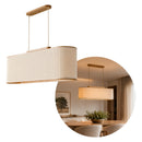 Pendente Elíptico Slim 95cm Madeira e Tela Sintética p/ 4 E27 Madelustre ST3354