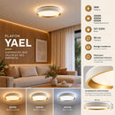 Plafon LED Sobrepor Yael Redondo 36W Dourado C/ Branco 3 Cores de Luz Luminatti ST3357