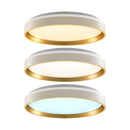 Plafon LED Sobrepor Yael Redondo 36W Dourado C/ Branco 3 Cores de Luz Luminatti ST3357
