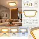 Plafon LED Sobrepor Yael Quadrado 25W Dourado C/ Branco 3 Cores de Luz Luminatti ST3357