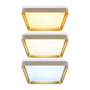 Plafon LED Sobrepor Yael Quadrado 25W Dourado C/ Branco 3 Cores de Luz Luminatti ST3357
