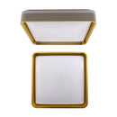 Plafon LED Sobrepor Yael Quadrado 25W Dourado C/ Branco 3 Cores de Luz Luminatti ST3357