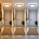 Plafon LED Sobrepor Yael Quadrado 25W Dourado C/ Branco 3 Cores de Luz Luminatti ST3357