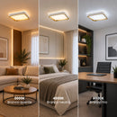 Plafon LED Sobrepor Yael Quadrado 36W Dourado C/ Branco 3 Cores de Luz Luminatti ST3357