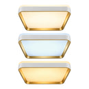 Plafon LED Sobrepor Yael Quadrado 36W Dourado C/ Branco 3 Cores de Luz Luminatti ST3357