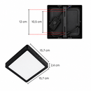 Painel Plafon LED de Sobrepor Flat Quadrado 12W 3000K Preto em Alumínio Lumanti 157x157mm ST3335