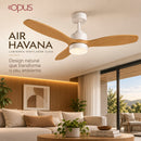 Ventilador de Teto com LED 18W Multicor Air Havana Opus 1400lm 3 Pás Madeira + Controle ST3359