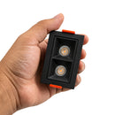 Spot Duplo Downlight LED Embutir Evon 2 Focos 4W 3000K IRC90 Preto DL-7314 ST3295