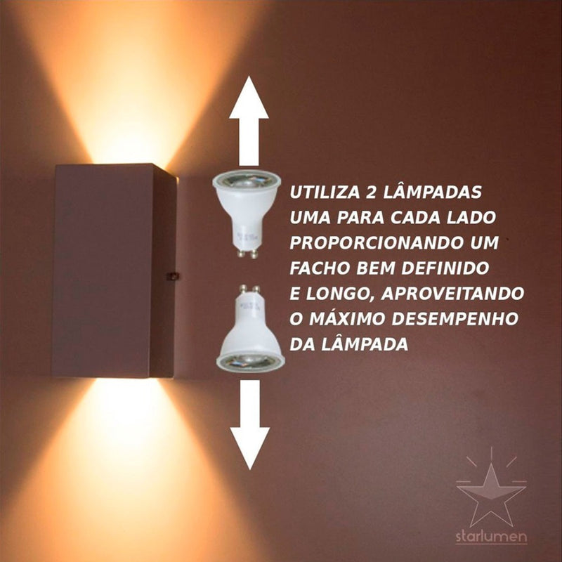 Arandela Duplo Facho Longo P/ 2 Dicróica Gu10 St187