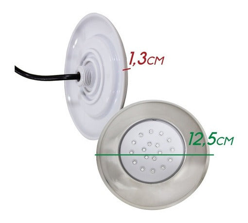 Luminária Piscina Led Smd Ø125mm Cromada 18w Luz Rgb 50066 St1079