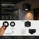 Plafon Spot Sobrepor Teto Box Preto P/ PAR20 Starlumen ST2755