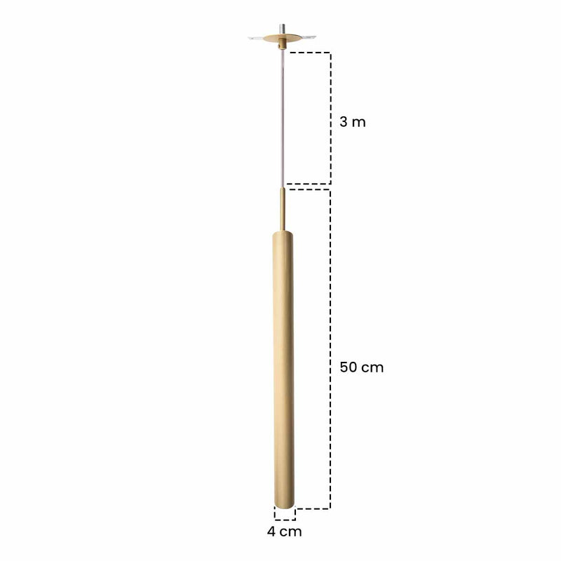 Pendente Tubo Champanhe 50cm 1xGU10 Cabo 3m Starlumen ST643