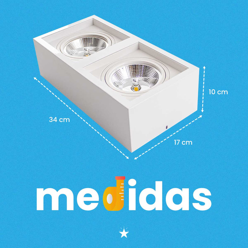 Plafon Spot de Sobrepor Box Duplo p/ 2XGU10 AR111 Starlumen ST2950
