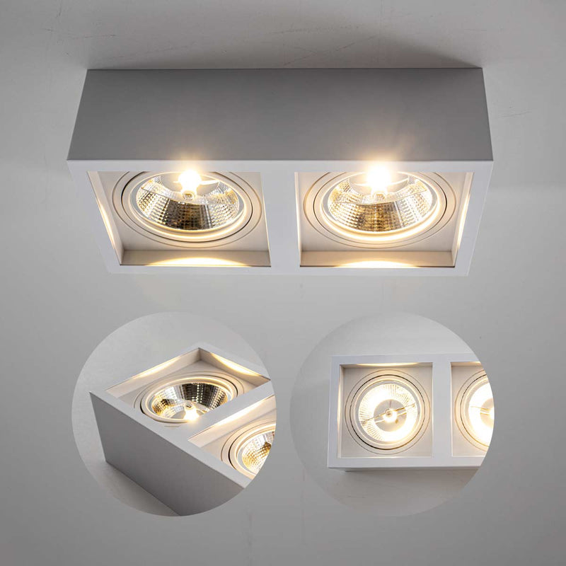 Plafon Spot de Sobrepor Box Duplo p/ 2XGU10 AR111 Starlumen ST2950