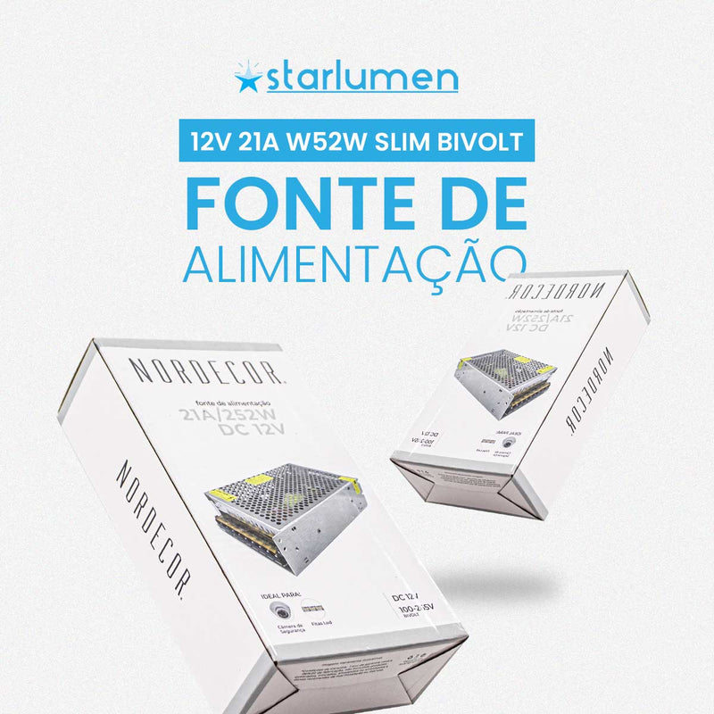 Fonte de Alimentação Chaveada 12V 252W 21A Bivolt 7026 Nordecor ST3126