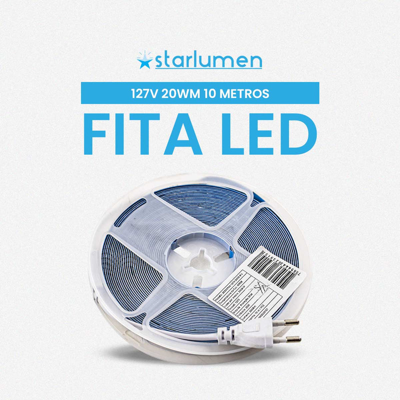 Fita LED 10M 2835 127V 20W/M Luz Neutra 240LEDs/M 2000lm IP44 ST3135