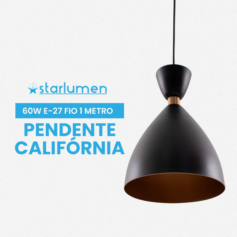 Pendente California Preto e Cobre p/ 1xE27 Fio de 1M 6517 Enerlux ST3141