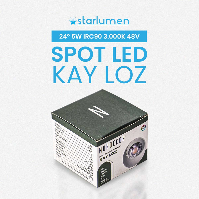 Spot LED Magnético Kay Loz 24° 5W 3000k 48V P/ Trilho KAY 6711 Nordecor ST3142