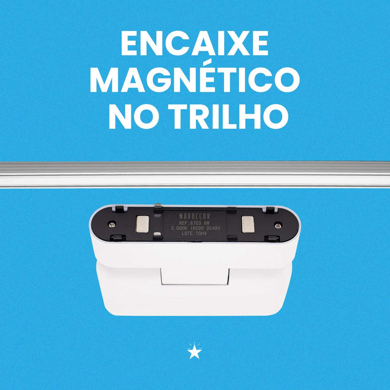 Spot Módulo LED Pontual kay Magnético 6W 3000k Branco p/Trilho Nordecor  ST3071