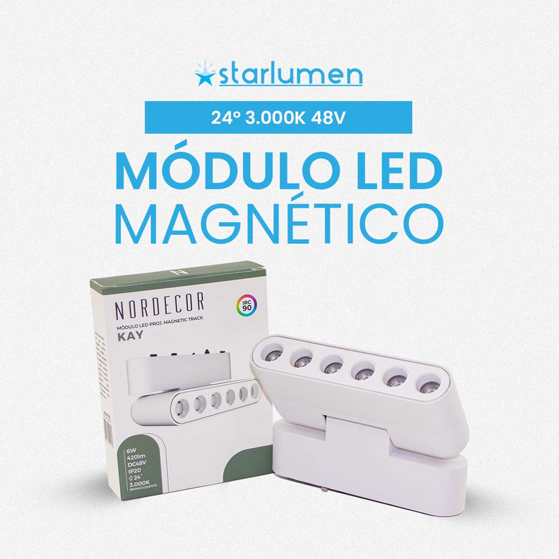 Spot Módulo LED Pontual kay Magnético 6W 3000k Branco p/Trilho Nordecor  ST3071
