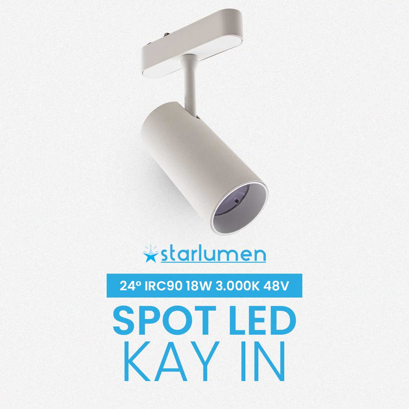 Spot LED Magnético Kay IN 24° 18W 3000K 48V P/ Trilho 6710 Nordecor ST3071