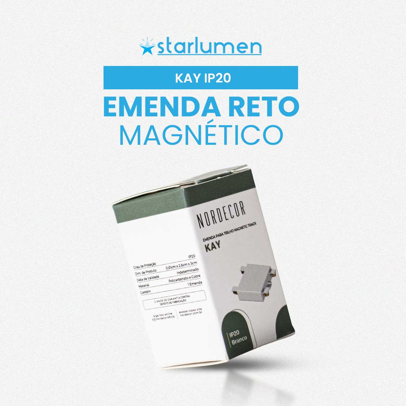 Emenda Reta Branca Magnético Kay p/ Unir Trilhos 6716 Nordecor ST3073