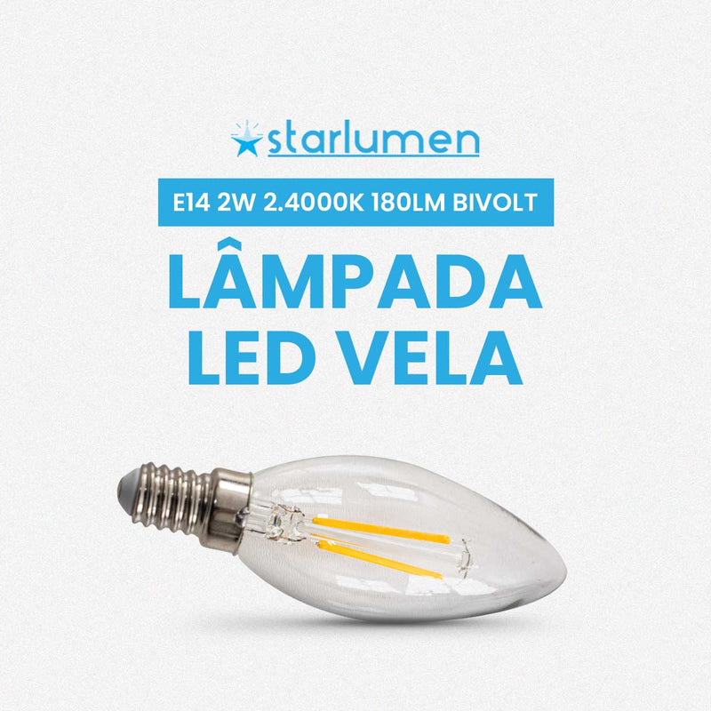 Lâmpada LED Vela 2W 2400K 180lm E14 Bivolt IRC80 L054C2-BVT Starlux ST3149