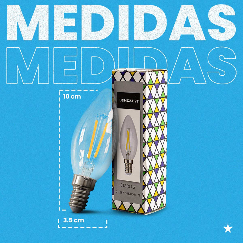 Lâmpada LED Vela 2W 2400K 180lm E14 Bivolt IRC80 L054C2-BVT Starlux ST3149