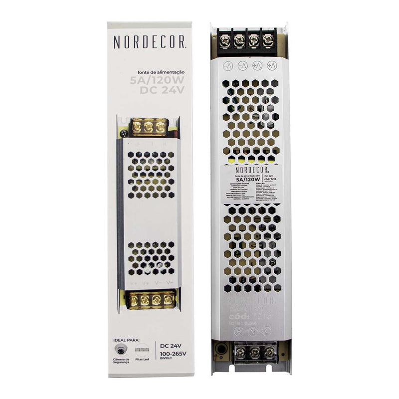 Fonte de Alimentação Slim 24V 5A 120W 7216 Nordecor ST3078