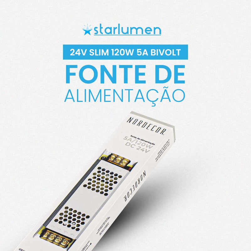 Fonte de Alimentação Slim 24V 5A 120W 7216 Nordecor ST3078