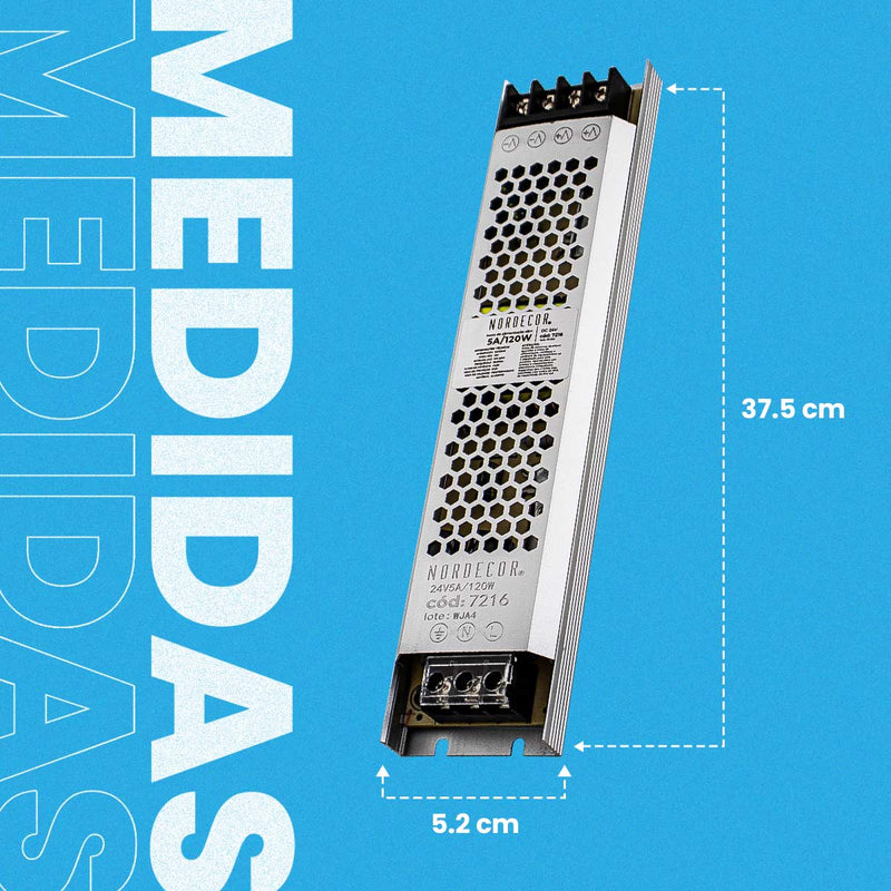 Fonte de Alimentação Slim 24V 5A 120W 7216 Nordecor ST3078