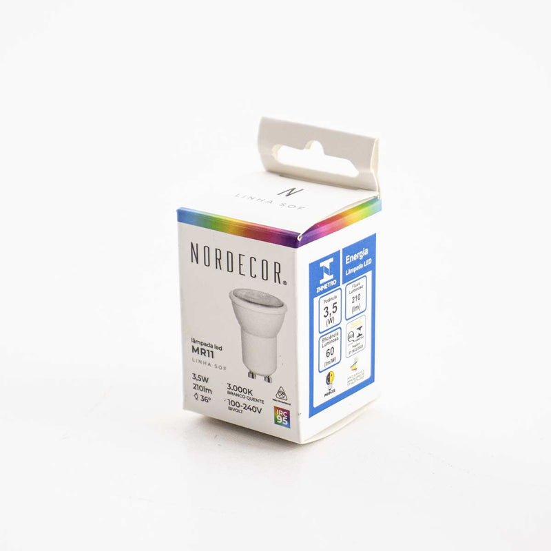 Lâmpada LED MR11 3,5W Luz Quente 3000K GU10 IR95 36° Nordecor 1117 ST2855