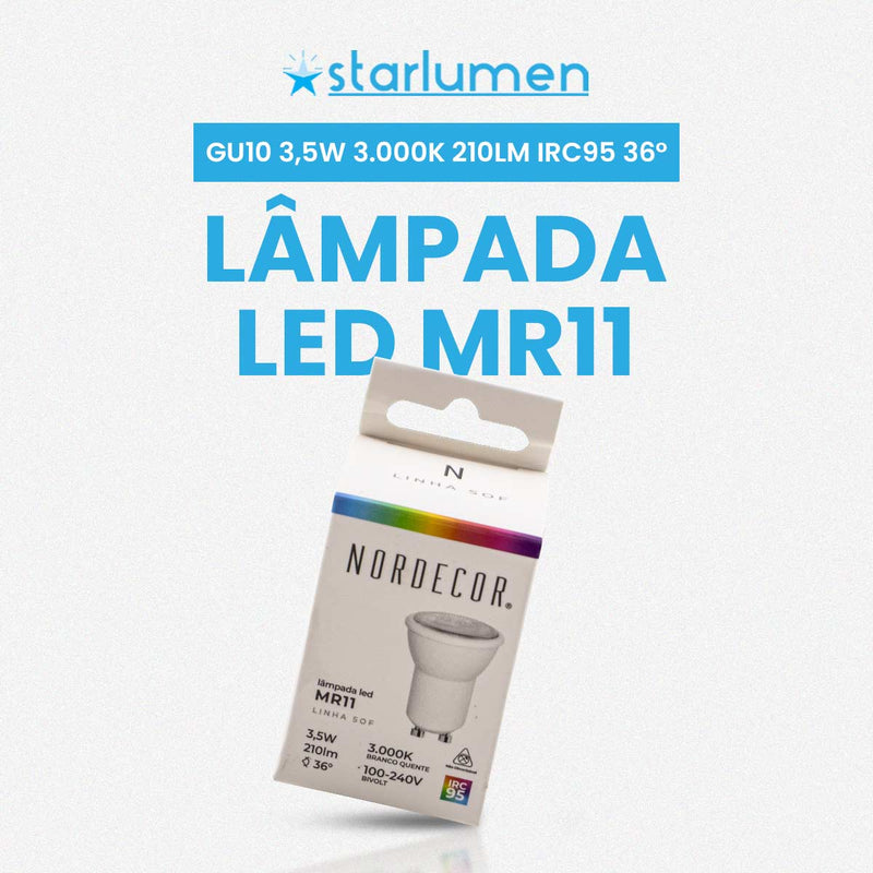 Lâmpada LED MR11 3,5W Luz Quente 3000K GU10 IR95 36° Nordecor 1117 ST2855