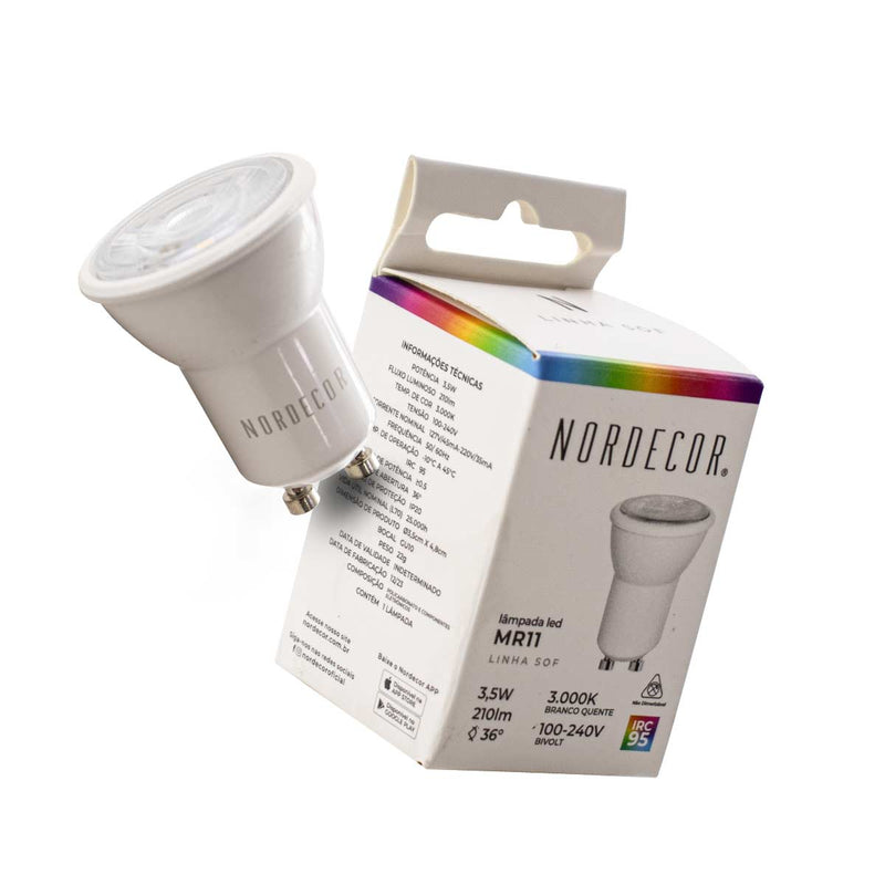 Lâmpada LED MR11 3,5W Luz Quente 3000K GU10 IR95 36° Nordecor 1117 ST2855
