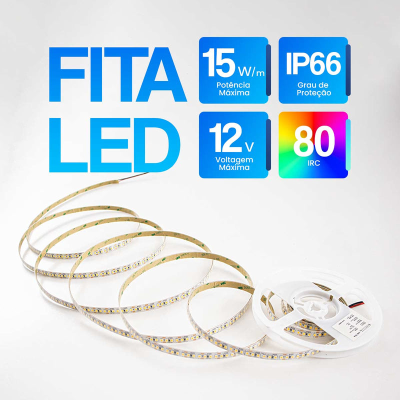 Fita LED 2835 12V 5M Luz Quente 15W/M 168LEDS/M IP66 7314 Nordecor ST3156