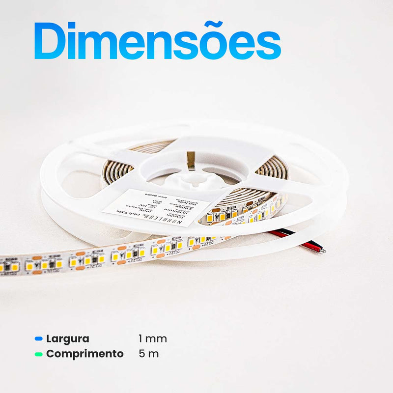 Fita LED 2835 12V 5M Luz Quente 15W/M 168LEDS/M IP66 7314 Nordecor ST3156