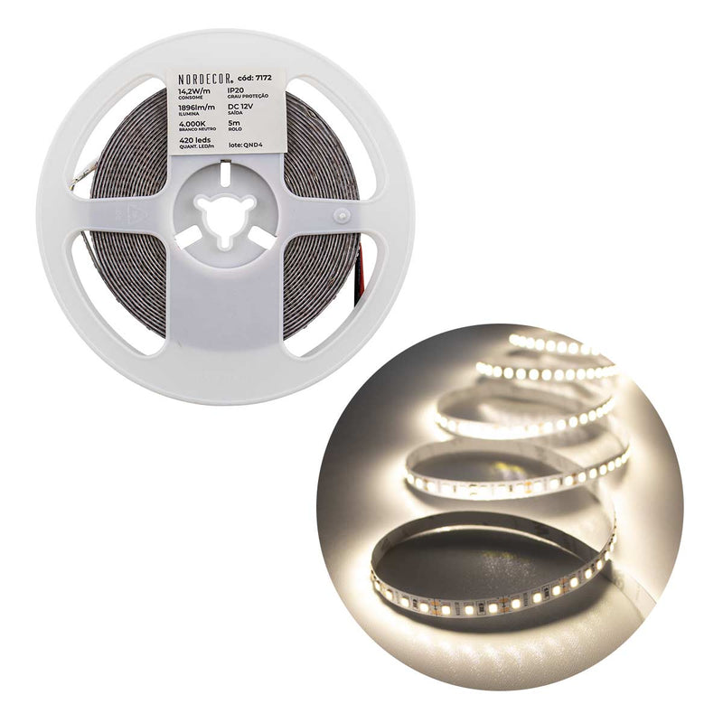 Fita LED 1812 Moni 12V 5M 4000K 14,2W/M 420LEDS/M 7172 Nordecor ST3157