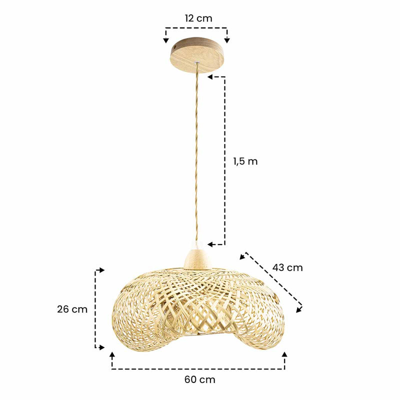 Pendente Borneu  60x26cm de Fibra de Bambu p/ 1XE27 P-BORNEU-60 GMH ST3161