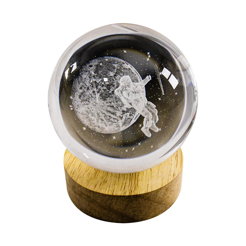 Mini Luminária de Mesa Astronauta Globo de Vidro 8cm LED 3500K USB ST3214