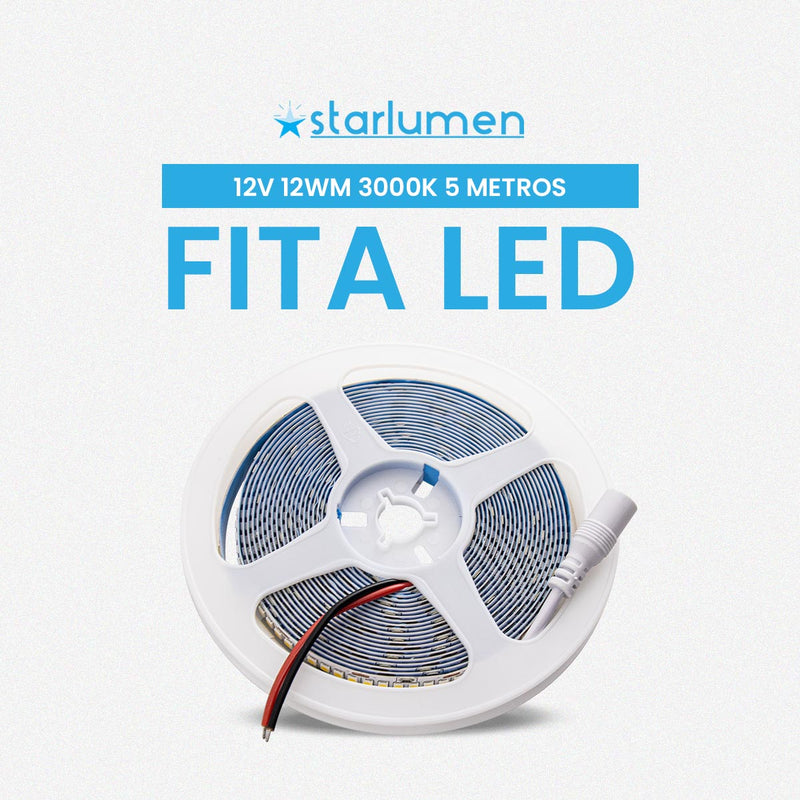Fita LED 2835 12V 5M 120LEDs/m 12W/m 1200lm Branco Quente 3000k ST3217