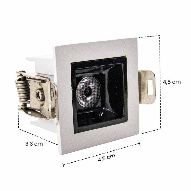 Spot LED de Embutir Calli 2W 3000k Branco e Preto Bella Iluminação ST3221