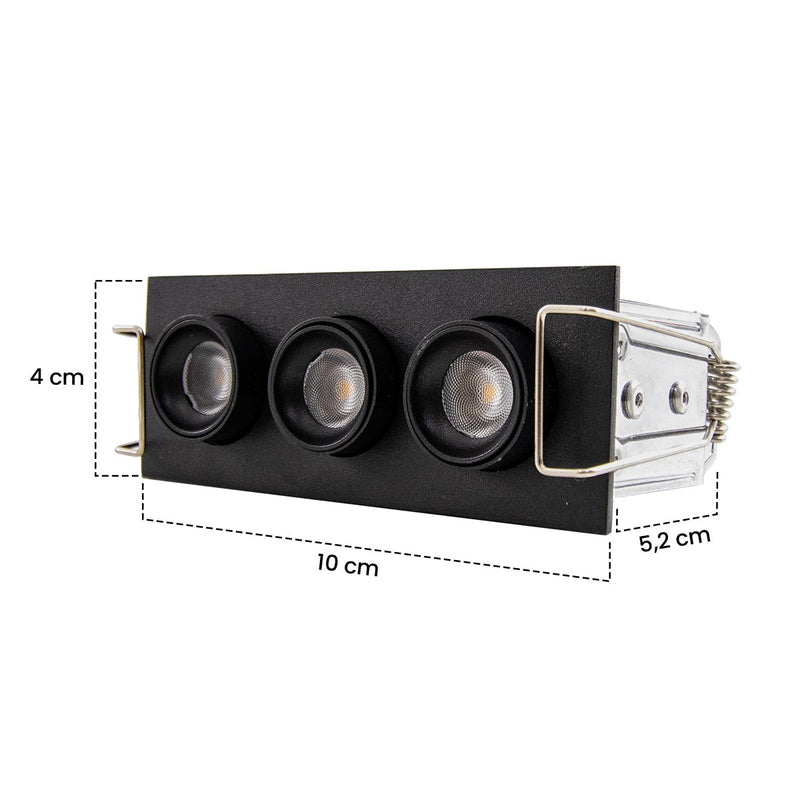 Spot LED Embutir Kawi Retrátil Triplo 6W 3000K IP20 IRC90 Nordecor ST3225