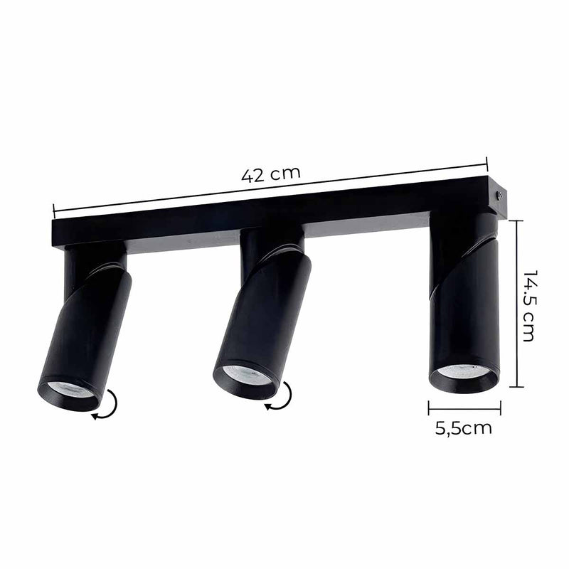 Spot Piere Sobrepor Triplo Direcionável c/ Canopla p/ MR16 6345 Nordecor ST3227