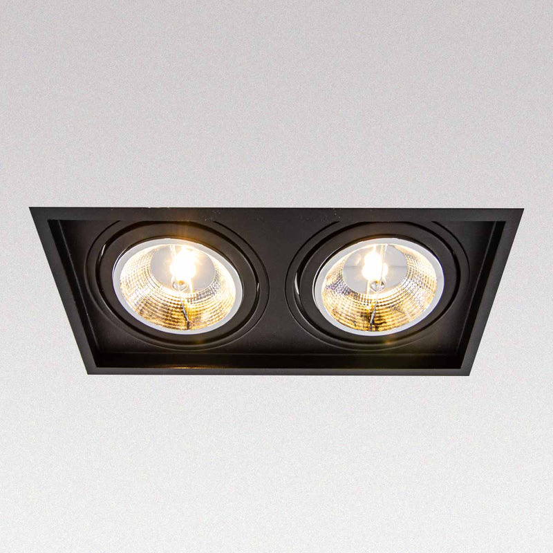 Spot de Embutir Recuado Duplo Fit Click Alumínio Preto P/ 2xAR111 ST2986
