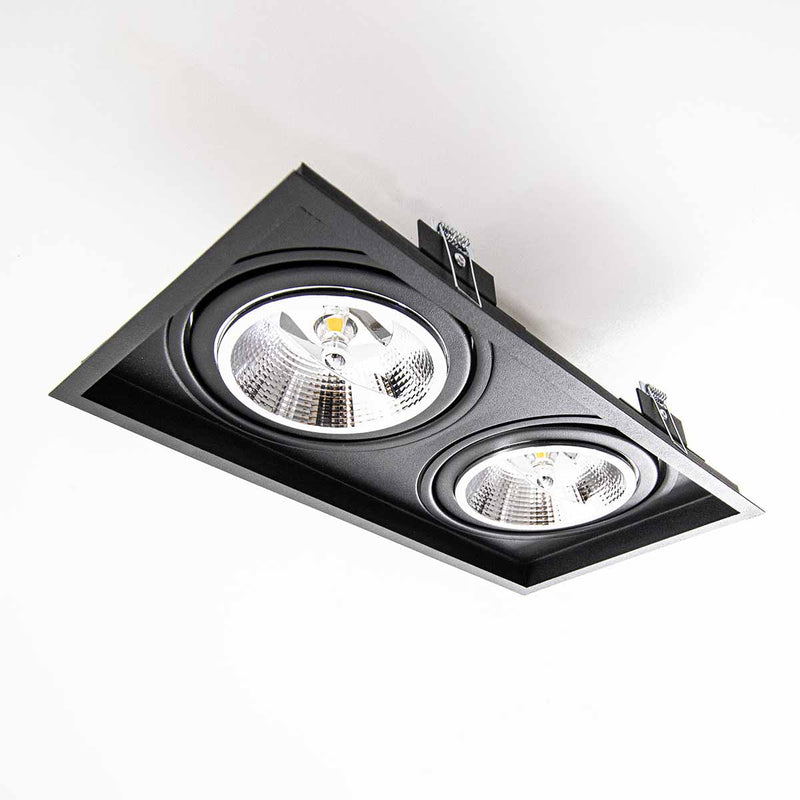 Spot de Embutir Recuado Duplo Fit Click Alumínio Preto P/ 2xAR111 ST2986