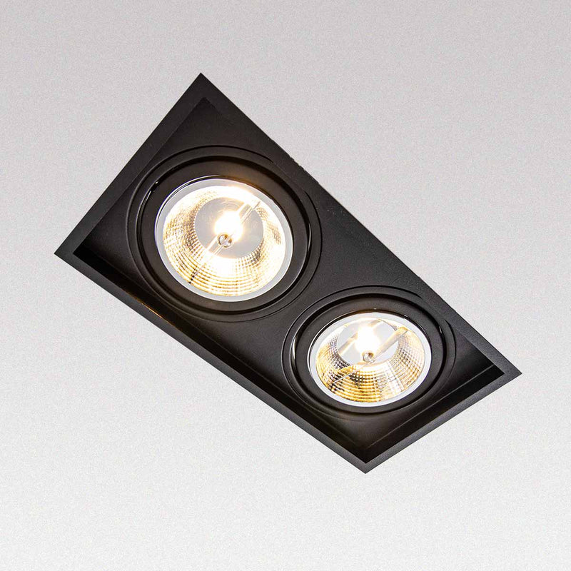 Spot de Embutir Recuado Duplo Fit Click Alumínio Preto P/ 2xAR111 ST2986