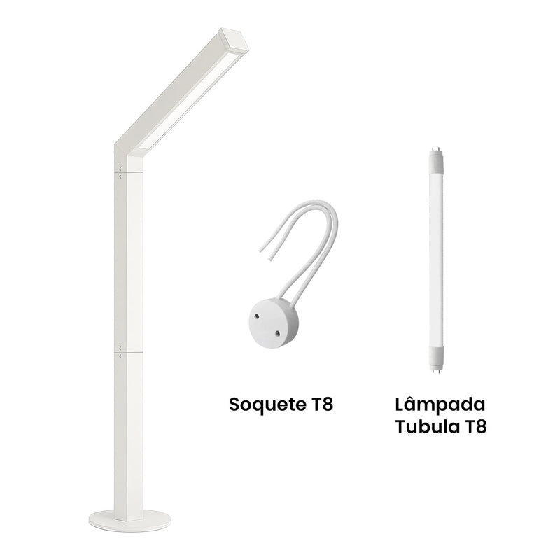 Poste Balizador Luminária Jardim Externo Ravi Max T8 St3168 - Branco